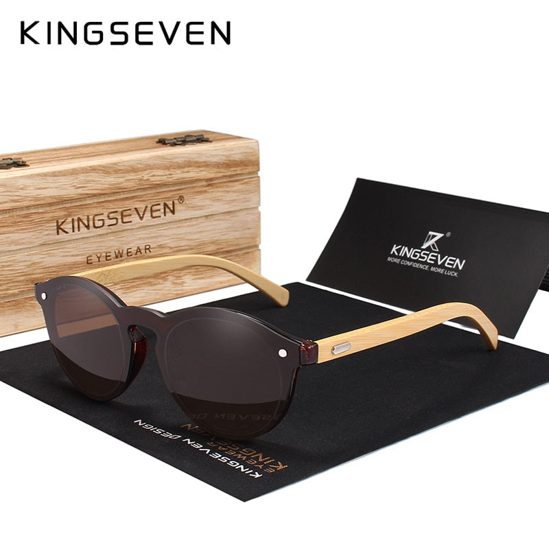 KINGSEVEN Sunglasses Men Bamboo Sun Glasses Women Brand Designer Original Wood Glasses Oculos de sol masculino