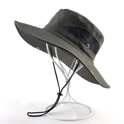 Solid color sun hats for men Outdoor Fishing cap Wide Brim Anti-UV beach caps women Bucket hat Summer Hiking camping bone gorros