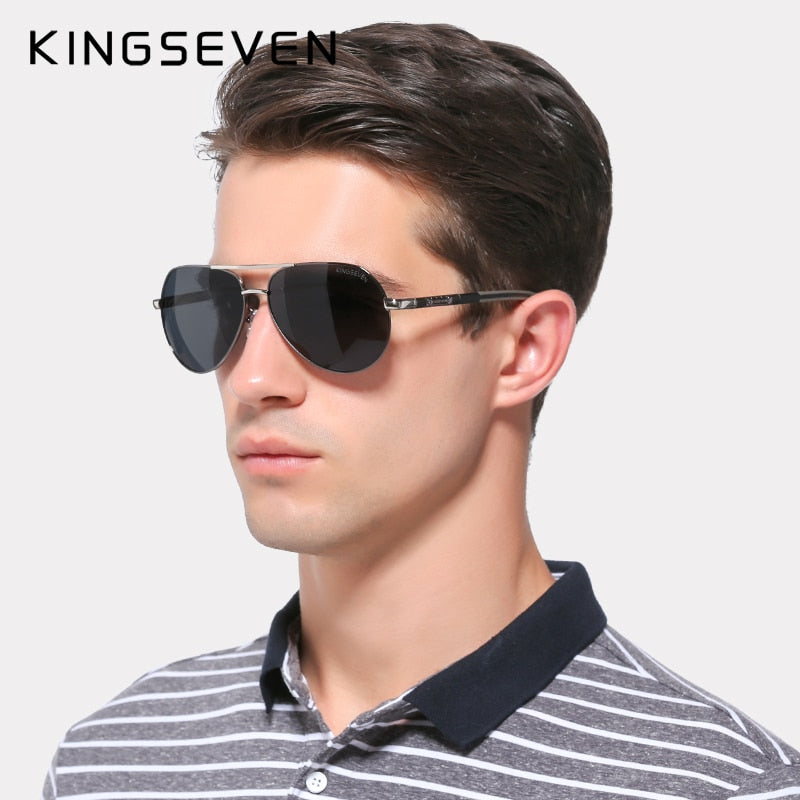 KINGSEVEN Brand Men's Aluminum Magnesium Sun Glasses Polarized UV400 Sun Glasses oculos Male Eyewear Sunglasses For Men N725