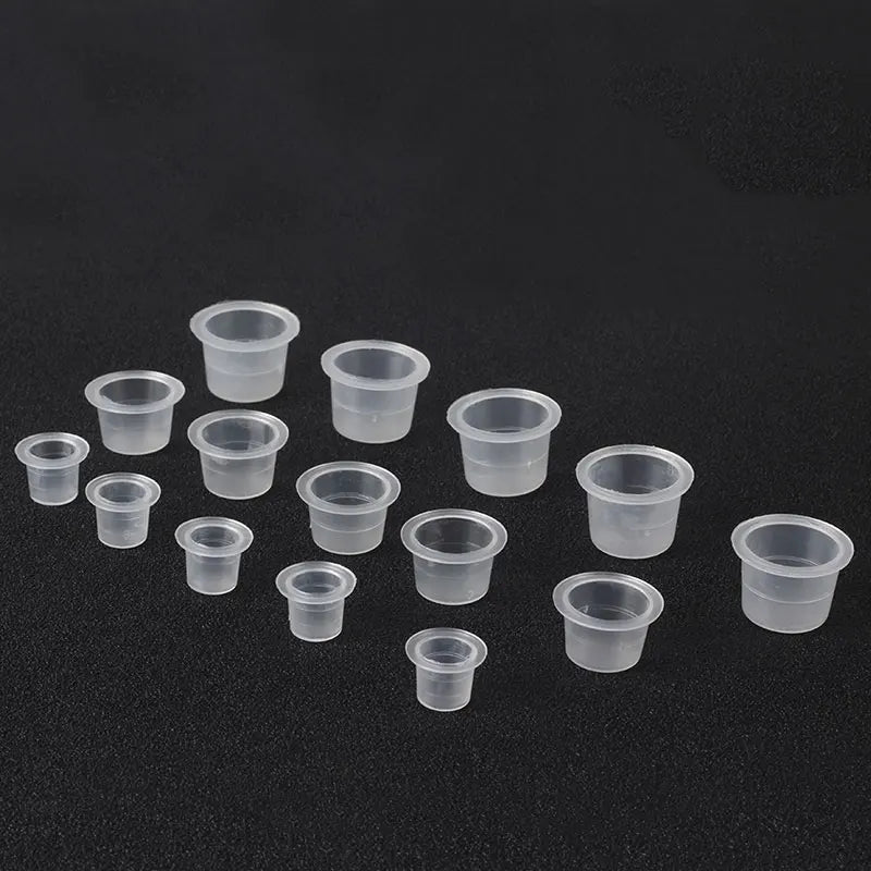 100pc S/M/L Plastic Disposable Microblading Tattoo Ink Cups Permanent Makeup Pigment Clear Holder Container Cap Tattoo Accessory
