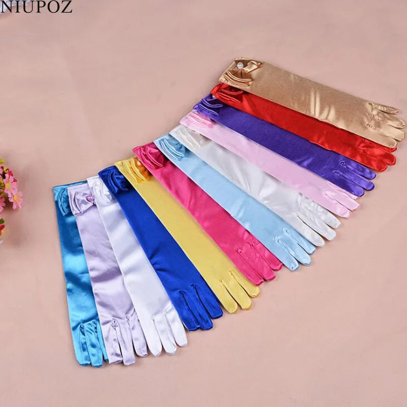 Thin Elastic Children's Day Professional Dance Gloves Long Lace Bow Tie Accessories Gloves Girls Princess Gloves Kids Gift G195