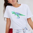 Dinosaur t shirts Women Funny Cartoon Print T-shirt TYRAN NO SAUR US REX Spoof Personality t shirt Design New Summer Casual Tops