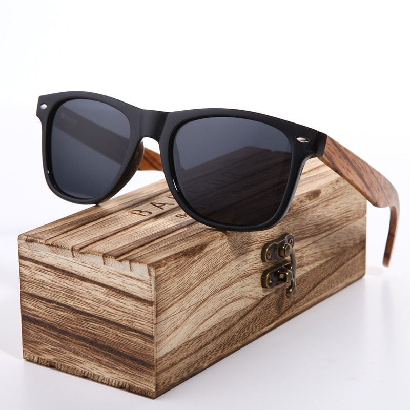 Sunglasses Polarized Zebra Wood Sunglasses Hand Made Vintage Wooden Frame Male Driving Sun Glasses Shades Gafas With Box