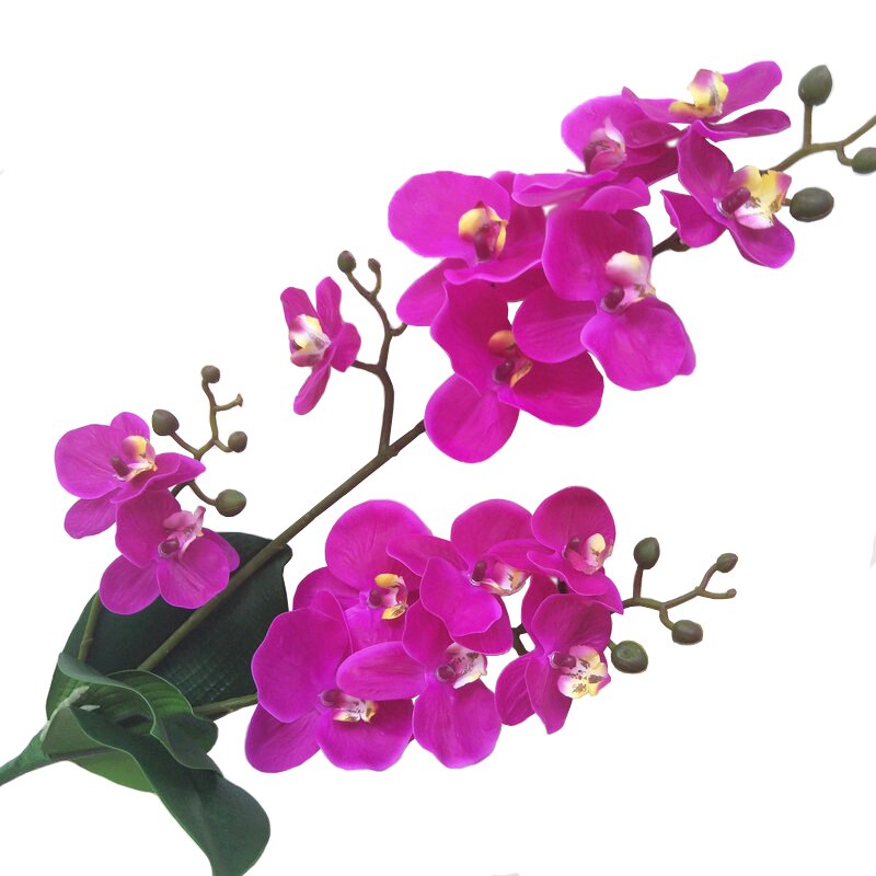 JAROWN Artificial Real Touch Latex Butterfly Orchid Flores 3 Branch 15 Head Band Leaf Fake Flower Wedding Decor Home Decorations