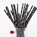 25pcs Black Paper Drinking Straws Star Striped Mustache zebra Paper Straw for Baby Shower Wedding Birthday Halloween Party Decor