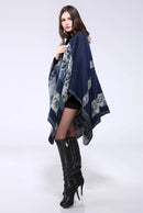 European and American Wind Women Capes Autumn and Winter Female Flowers Poncho Warm Capes Cloaks Women's Scarves