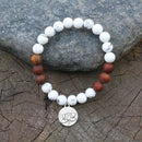 8mm Howlite, Antique Onyx, JapaMala Necklace, Namaste Yoga Jewelry, Chakra Stones Mala,Buddhist Mala Prayer Bead, 108 Mala Beads