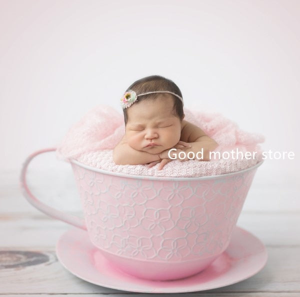 Newborn Photography Props Iron Basket Tea Cup photo Accessories Infantil Toddler Studio Shooting Photo Props Shower Gift