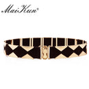 High Fashion Geometric Elastic Fabric Metal Female Belts For A Dress Designer Brand Luxury Women Waistband for Jeans and Skirt