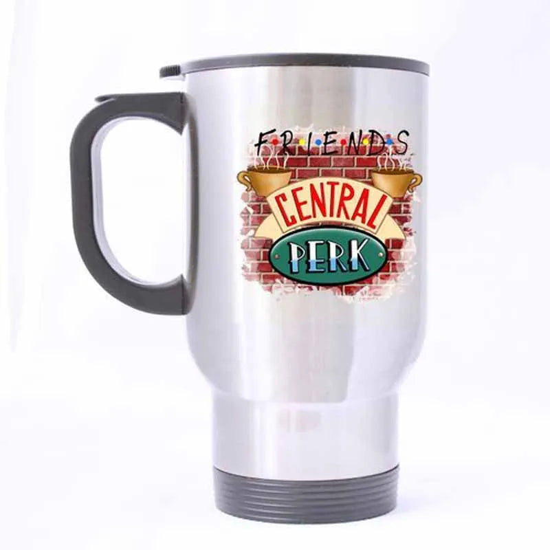 New Friends TV Show Central Perk Coffee Mug - 100% Stainless Steel Material Travel Mugs - 14oz sizes