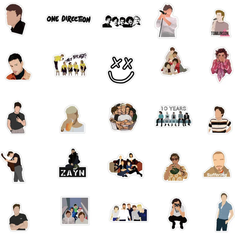 10/30/50/100pcs  Idol Popularity Onedirection Band Graffiti Waterproof Skateboard Travel Suitcase Phone Laptop Luggage Stickers