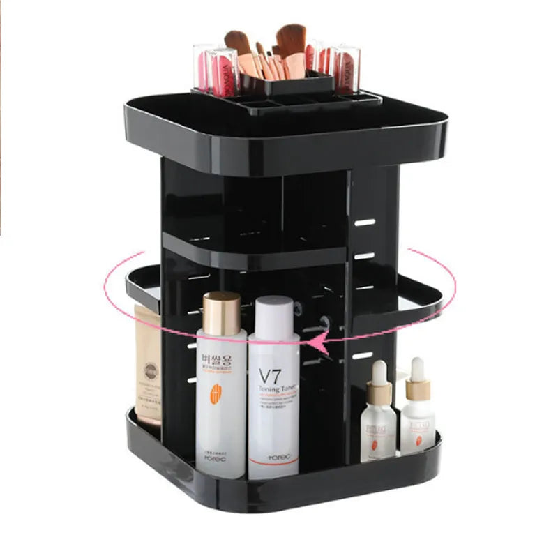 Round and Square Make Up Organizer 360-degree Rotating Cosmetic Storage Organizer Women Dressing Table Shelf Makeup Storage Box