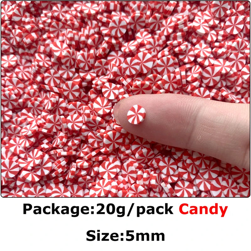 20g Mini Polymer Clay Embellishments Halloween Skull Christmas Candy Cane Mixed Pattern DIY Holiday Crafting Shaker Sprinkles