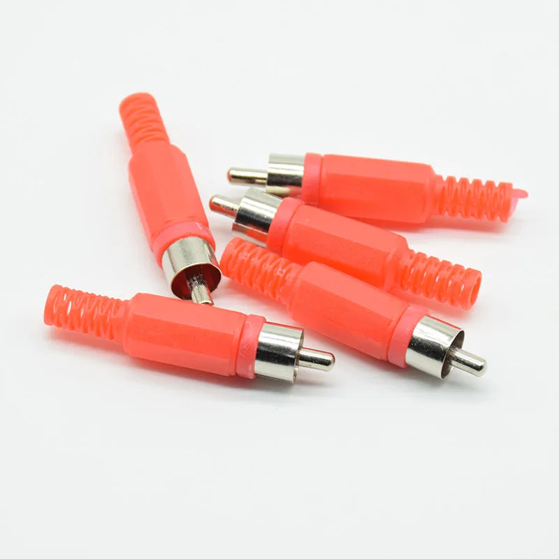 10pcs/lot 5red 5black Plastic lotus audio and video head RCA male welding head AV male plug lotus plug welding connector