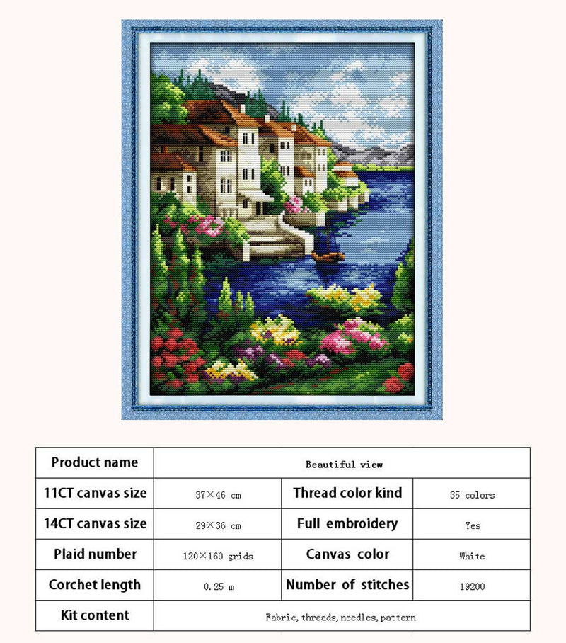 Leisurely Cabin House Scenery Patterns Counted 11CT 14CT Cross Stitch Sets DIY Cross-stitch Kit Embroidery Needlework Home Decor