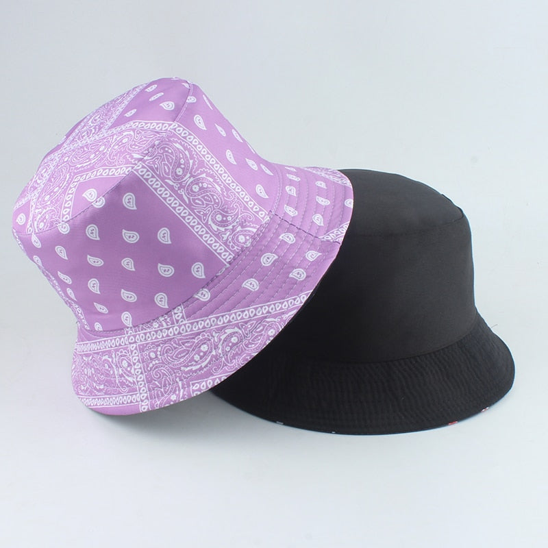2022 New Fashion Vintage Print Bucket Hats Reversible Bob Chapeau Femme Hip hop Caps Gorro Men Fisherman Hat