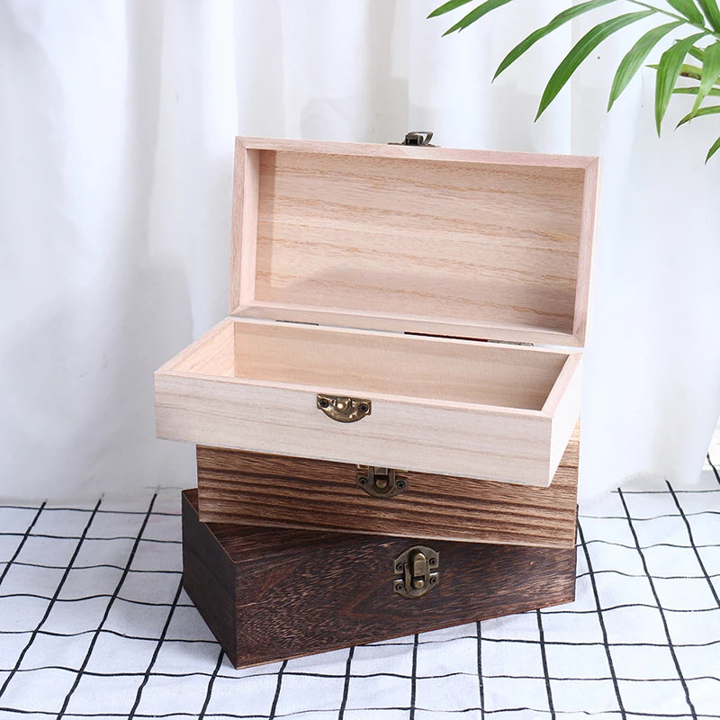 Retro Jewelry Box Desktop Wood Clamshell Storage Hand Decoration Wooden Box