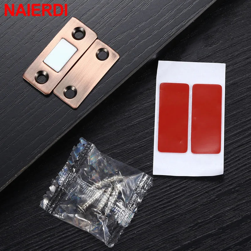 NAIERDI 2pcs/Set Magnet Door Stops Hidden Door Closer Magnetic Cabinet Catches With Screw For Closet Cupboard Furniture Hardware