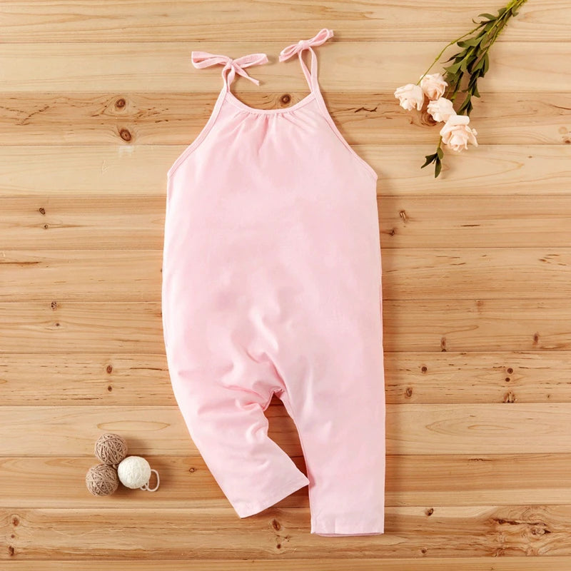 New Fashion Kids Baby Girls Strap Cotton Romper Toddler Sling Jumpsuit Harem Trousers Lace Up Sport Casual Loose Summer Clothes