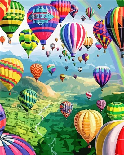 RUOPOTY Painting By Number Framed Three Hot Air Balloon Scenery Picture By Number Handmade Unique Diy Gift 40x50cm Wall Art