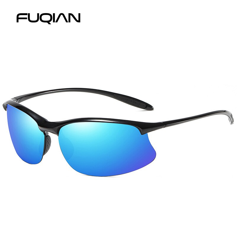 FUQIAN Brand New Sports Polarized Sunglasses Men Women Vintage Reimless Glasses TR90 Light Weight Driving Eyewear UV400