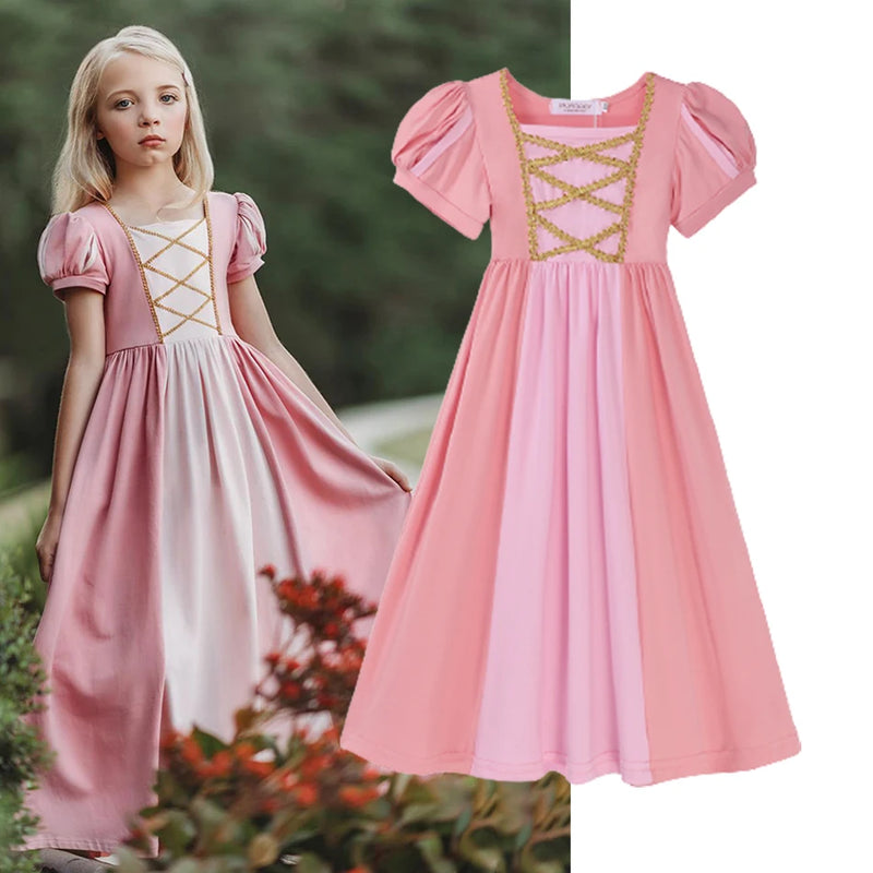 Disney Long Princess Dresses Girls Cosplay Performance Costume Christmas Cinderella Belle Snow White Rapunzel Dress Ball Gown