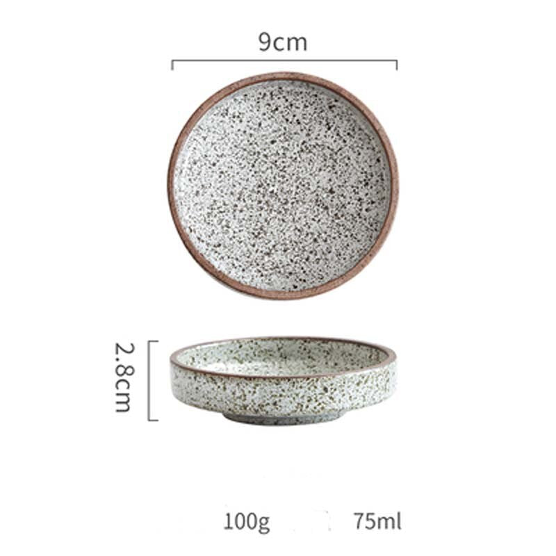 FANCITY Retro style creative ceramic tableware household restaurant pottery dish rice bowl sauce dish dessert dish