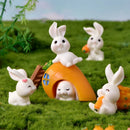 Easter Bunny Decoration Mini Resin Rabbit Craft Miniature Figurine Landscape Model Home Desktop Decor Fairy Garden Decoration