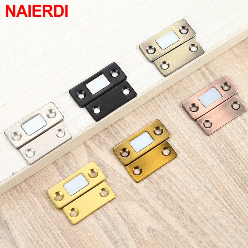 NAIERDI 2pcs/Set Magnet Door Stops Hidden Door Closer Magnetic Cabinet Catches With Screw For Closet Cupboard Furniture Hardware