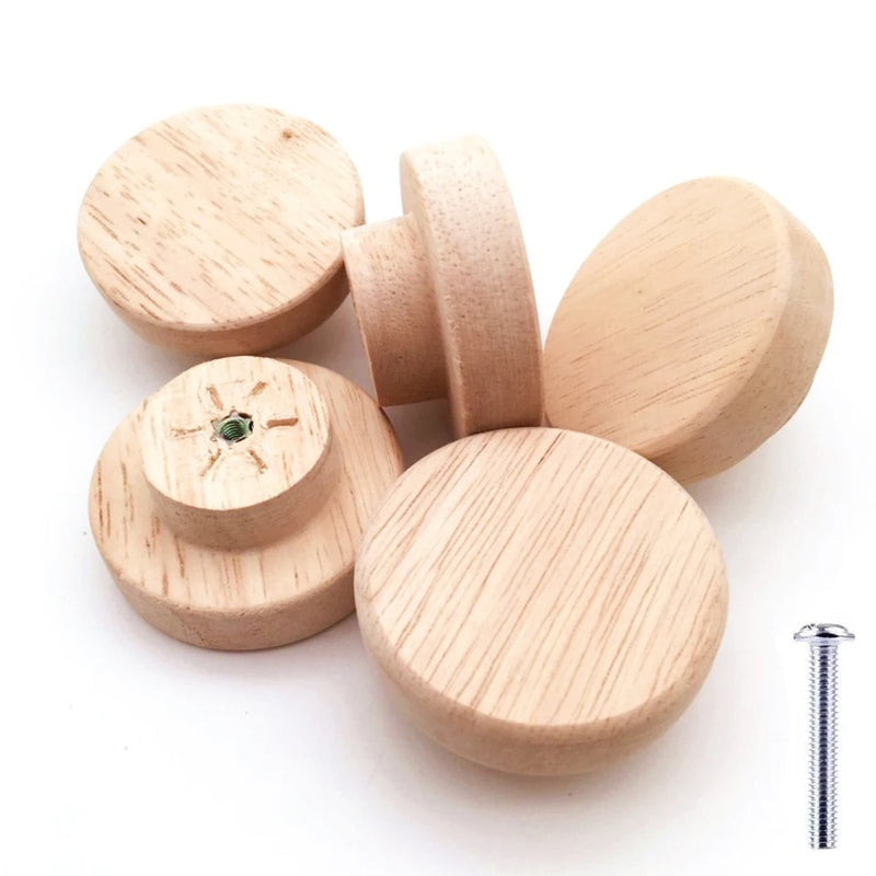 1 Pcs Cabinet Door Wood Knobs Pulls Wardrobe Cupboards Drawer Round Pulls Kitchen Closet Dressing Table Wooden Furniture Handles