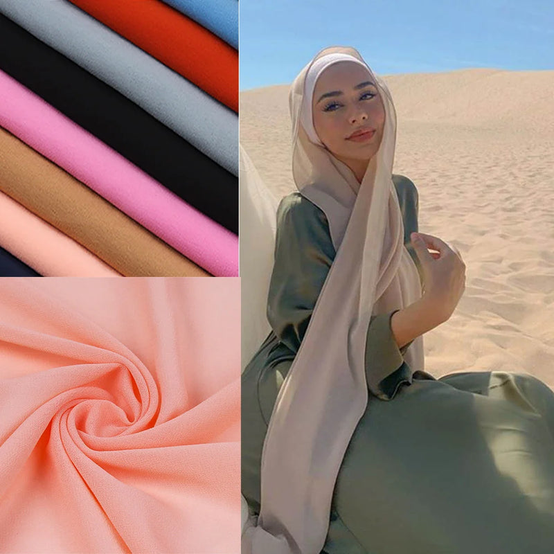 JTVOVO RUNMEIFA 2021New Women's Bubble Chiffon Summer Thin Veil Hijab Muslim Arab Indian Islamic Scarf Shawl Head wrapper Turban