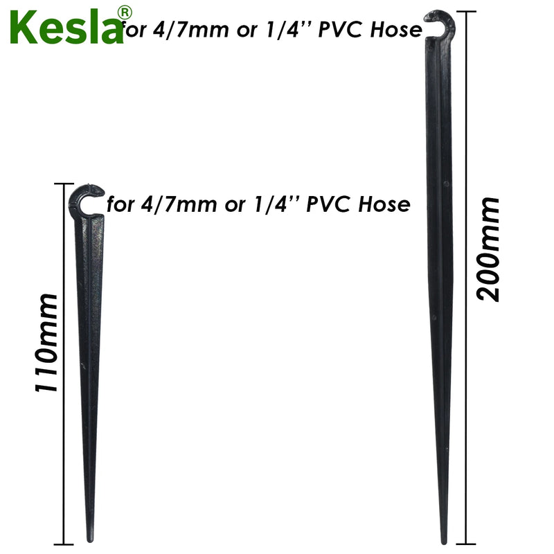 KESLA 50PCS 11cm 20cm 1/4'' Fixed Stake Support Holder for 4/7mm Watering PVC Hose DrIp Irrigation Home Garden Flowerpot Fitting