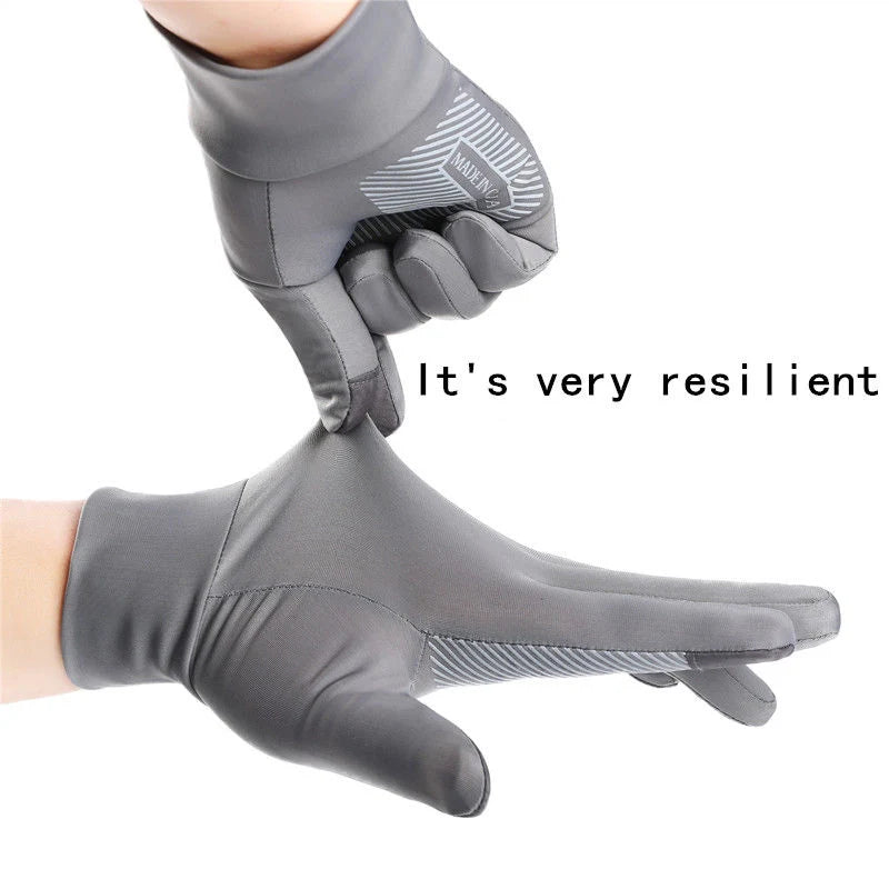 Ice Silk Non-Slip Motorcycle Racing Gloves Breathable Outdoor Sports Riding Touch Screen Gloves Thin Anti-UV Protective Gear