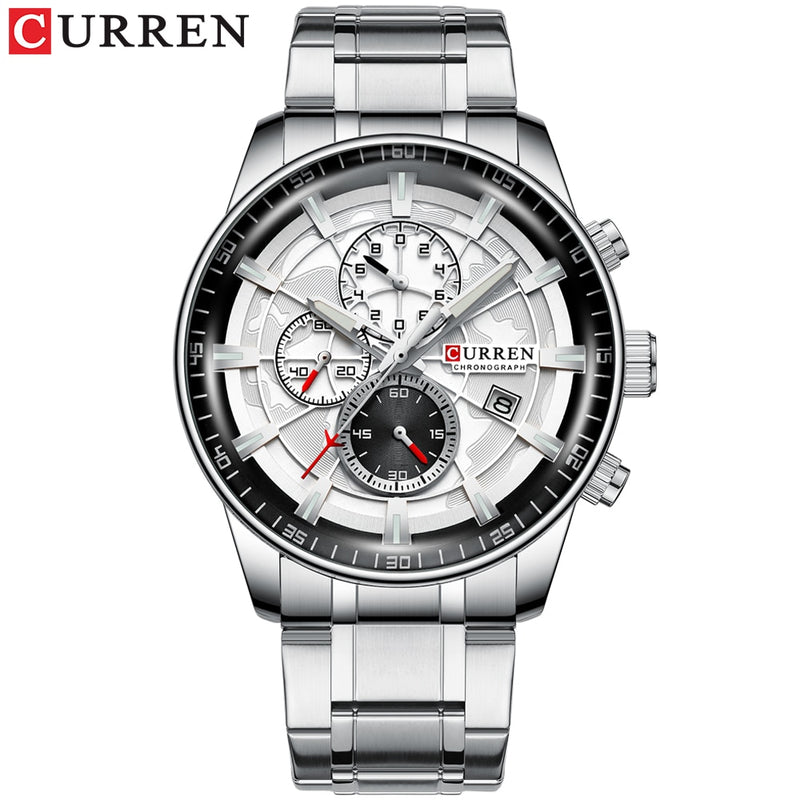 Mens Watches CURREN New Fashion Stainless Steel Top Brand Luxury Casual Chronograph Quartz Wristwatch for Male