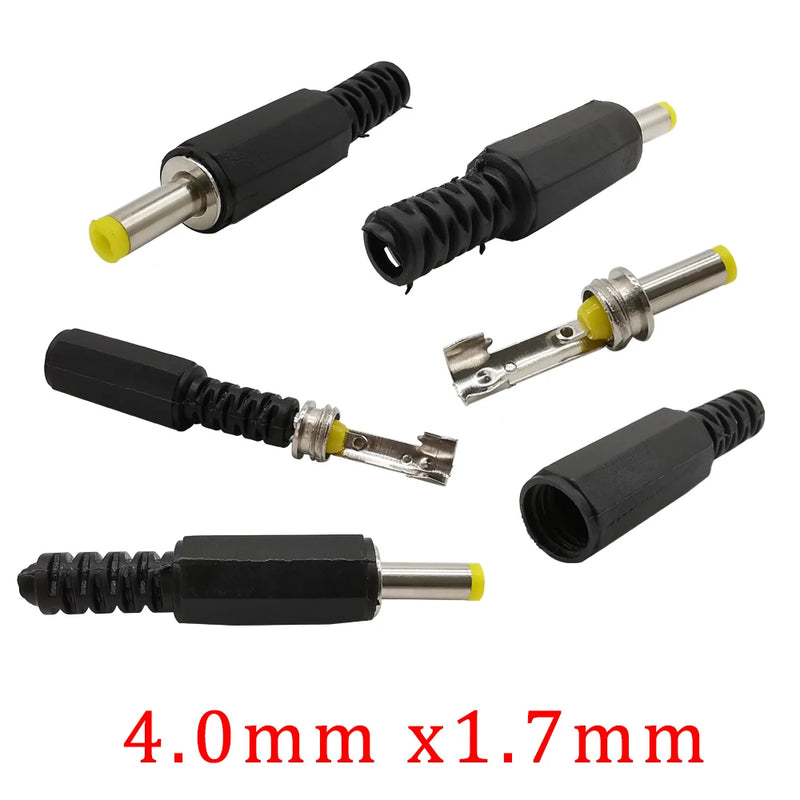 5Pcs DC Power Male Plug Adapter 4.0x1.7mm Straight DC Power Plug Jack Soldering Connector DIY Electronic Repair 4.0*1.7mm