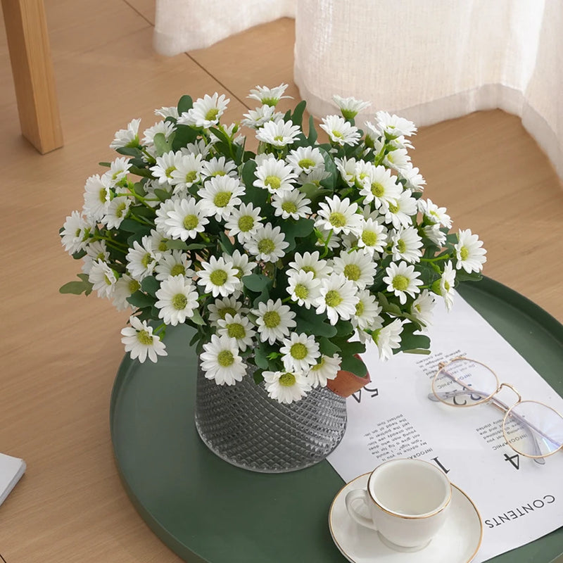 Autumn Beautiful Silk Daisy Bouquet Christmas Decorations Vase for Home Wedding Decorative Household Products Artificial Flowers