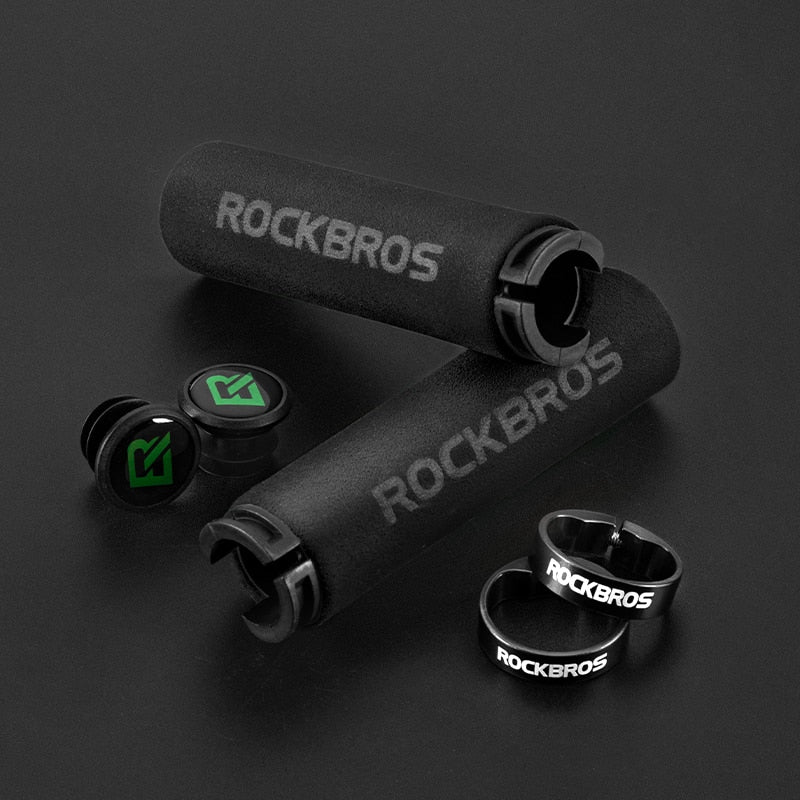 ROCKBROS Bicycle Grips MTB Silicone Sponge Handlebar Grips Anti-skid Shock-absorbing Soft Bike Grips Ultraight Cycling Handlebar