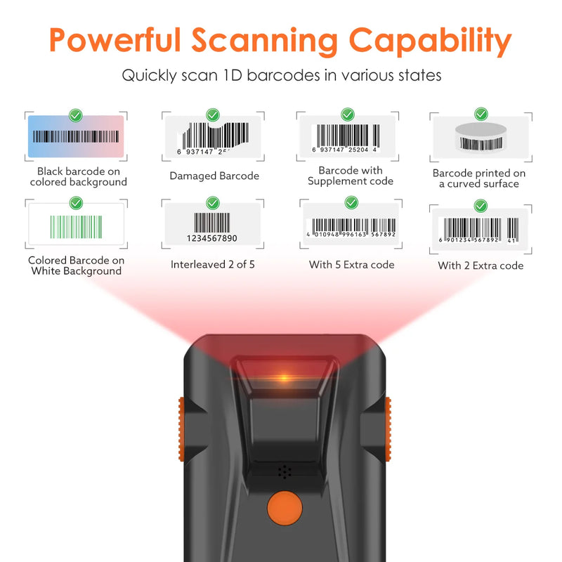 Eyoyo EY-024 Phone Back Clip Bluetooth Scanner Portable Barcode Reader Data Matrix Code 1D 2D CMOS QR PDF417 Code IOS Android