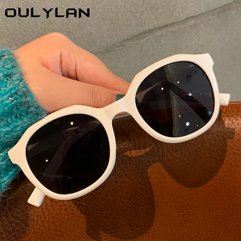 Oulylan Polygon Oval Sunglasses Women Vintage Sun Glasses Men Black Colored Eyeglasses UV400 Outdoor Eyewear Green Luxury Brand