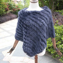 ZDFURS * Winter Hot Sale Knitted Natural rabbit fur Poncho Fashion Rabbit Fur Shawl Genuine Rabbit Fur warps Women  Fur Poncho