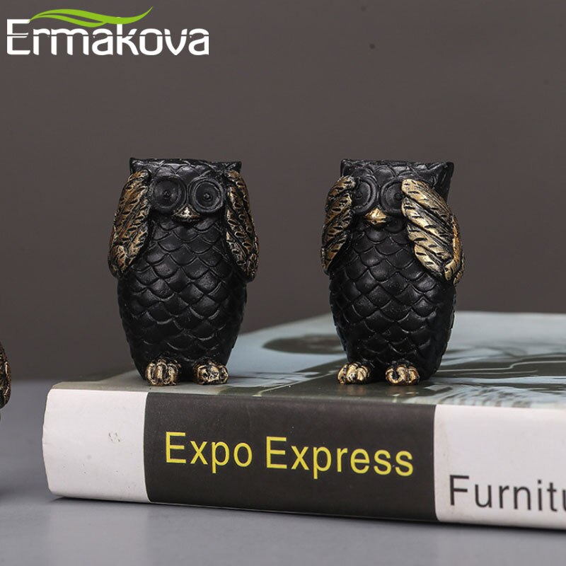 ERMAKOVA Modern Simple Resin Owl Statue Adornment Home Decoration Artistic Craft Figurine Gift for Living Room Bedroom