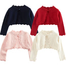 Toddler Girl Long Sleeve Bowknot Bolero Wedding Birthday Party Jacket Formal Knitted Crochet Cardigan Coat Kids Cape Clothing