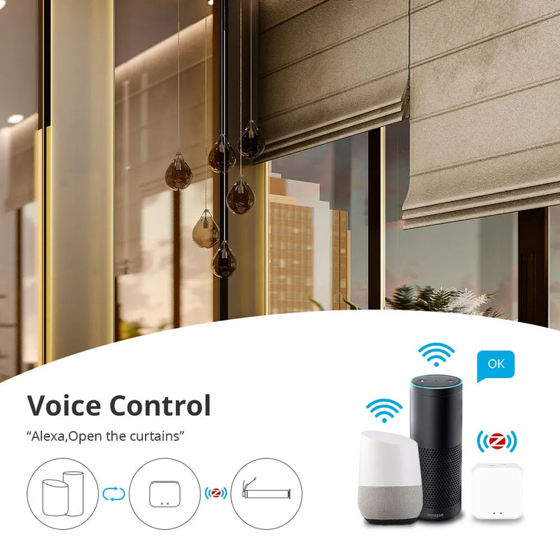 Zemismart Zigbee 2N Smart Roller Shade Blinds Motor for 38mm Tube Works with Tuya Smart Life App Alexa Google Home Voice Control