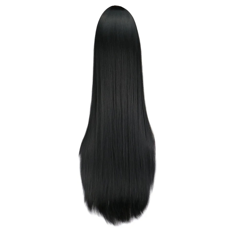 QQXCAIW Black Wig 100CM/40 Inches Long Wigs Synthetic Heat Resistant Halloween Carnival Costume Cosplay Straight Hair