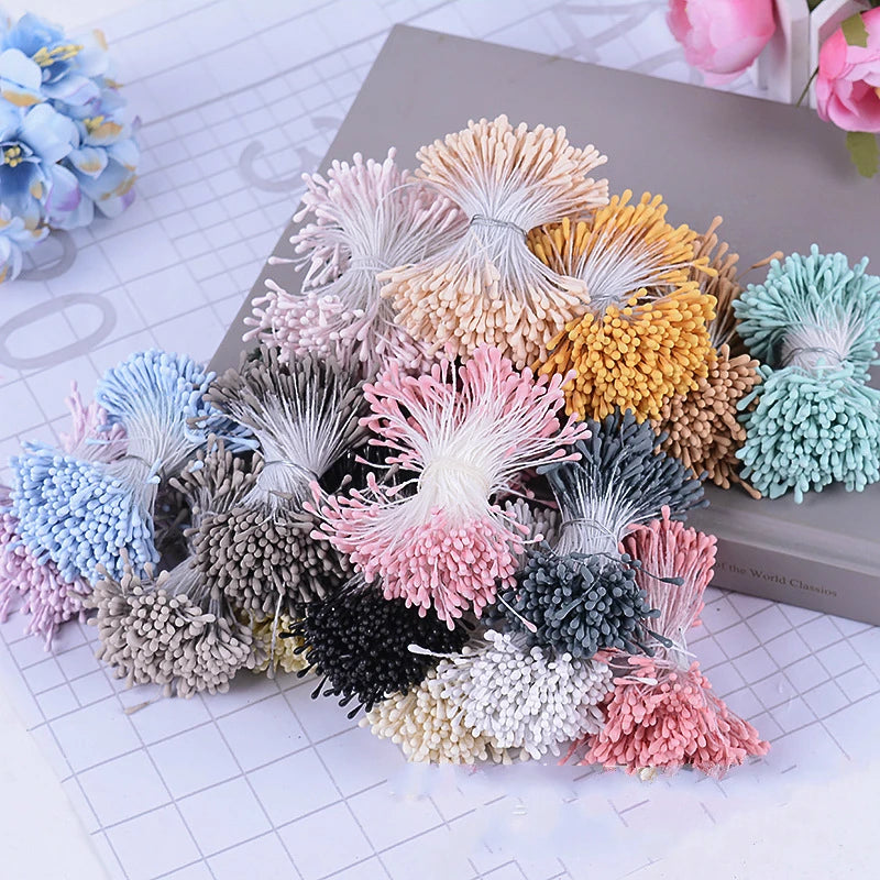 400pcs Mini Stamen Artificial Flower Head Supplies Bundle DIY Cake Christmas Wedding Gifts Box Accessories Wreaths Decoration