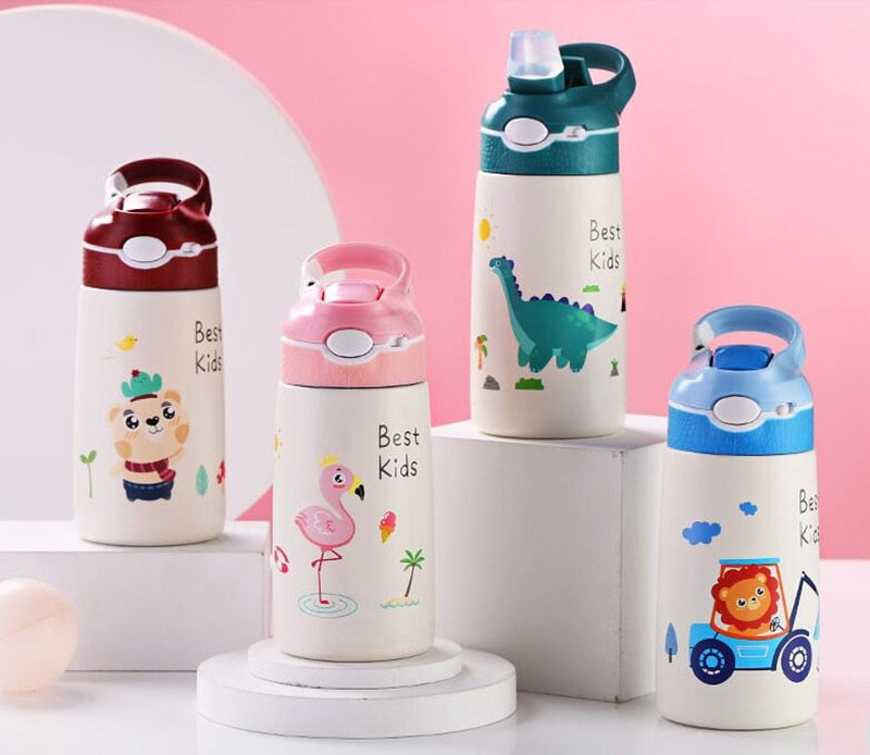 400ML Children Thermos Water Bottle Kids Thermos Mug Baby Duck Billed Straw 316 Stainless Steel Vacuum Flasks Tumbler Thermo Cup