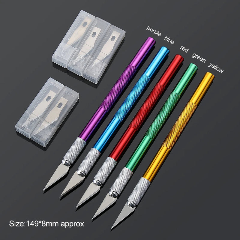 2022 New Paper Knife Engraving Cutter Metal Handle Craft utility Carving Knife Safety Cutter Paper Knife 6 Pcs Blade Accessory