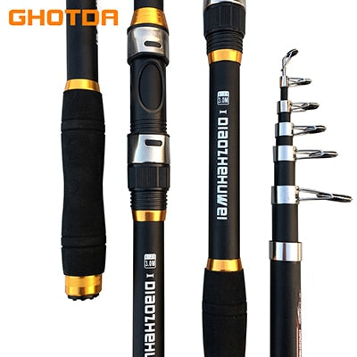 GHOTDA 2.1M -3.6M Carp Fishing Rod feeder Hard FRP Carbon Fiber Telescopic Fishing Rod fishing pole