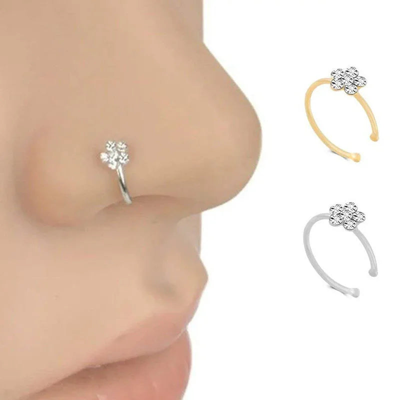 Top Quality 6MM AAA Cezch Zircon Chic Filled Tragus Earring For Women Non Piercing Clip Earing Ear Cuff 2021 Also Be Nose Ring