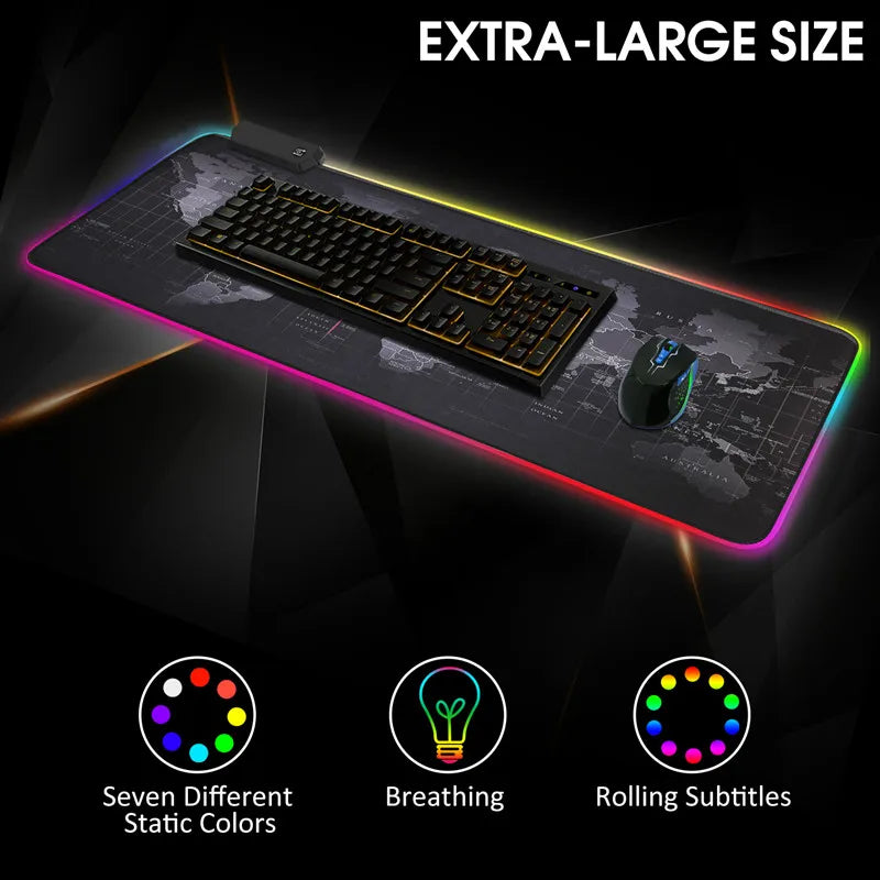 Gaming Mouse Pad RGB Computer Mouse Pad  Large Gaming Mousepad XXL Mouse Pads LED Gamer Mause Carpet 900x400 Desk Mat For CS LOL